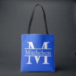 Bolsa Tote CBLF Azul Monograma<br><div class="desc">bar azul Vida da fonte romana monogramada por todo o saco de impressão tote</div>