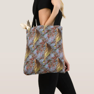 Bolsa Tote Cedar Waxwing Bird Patterno