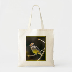 Bolsa Tote Cedar Waxwing Songbird Original Foto de Pássaro Se