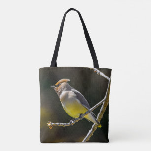 Bolsa Tote Cedar Waxwing Songbird Original Foto de Pássaro Se