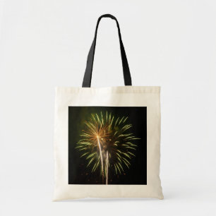 Bolsa Tote Celebração de Feriado com Fogos de Artifício Verde