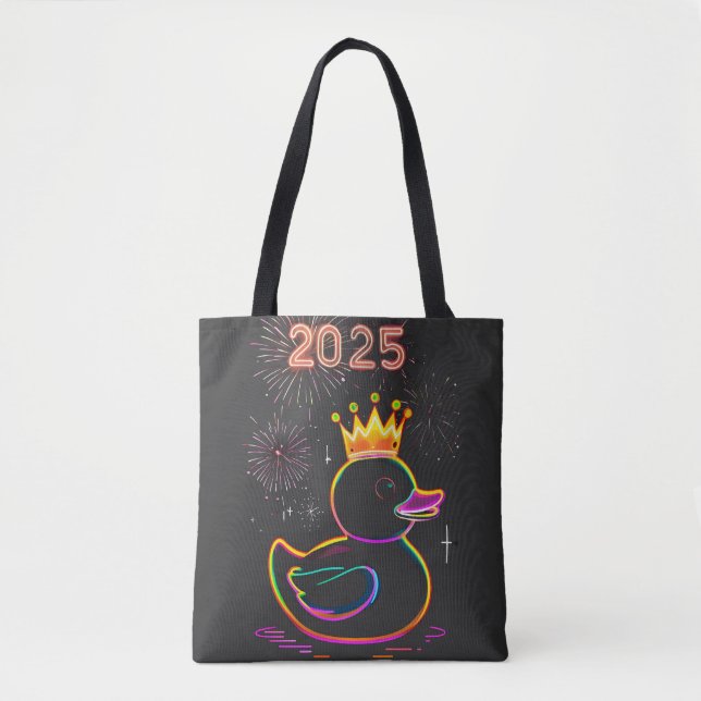 Bolsa Tote Celebração de fogos de artifício do Neon Duck em 2 (Frente)