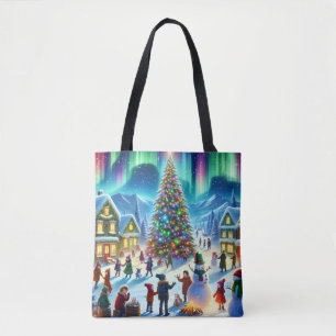 Bolsa Tote Celebração de Natal de Inverno das Luzes do Norte
