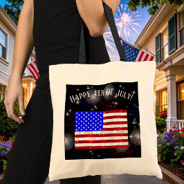 Bolsa Tote Celebração do Dia 4 de Julho - Bandeira dos EUA