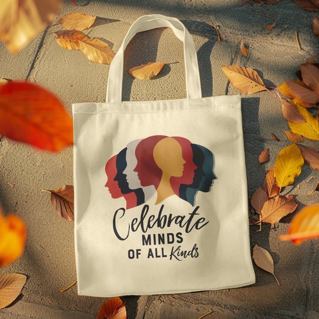 Bolsa Tote Celebrar mentes de todos os tipos (Celebrate all minds with this modern and stylish tote bag)