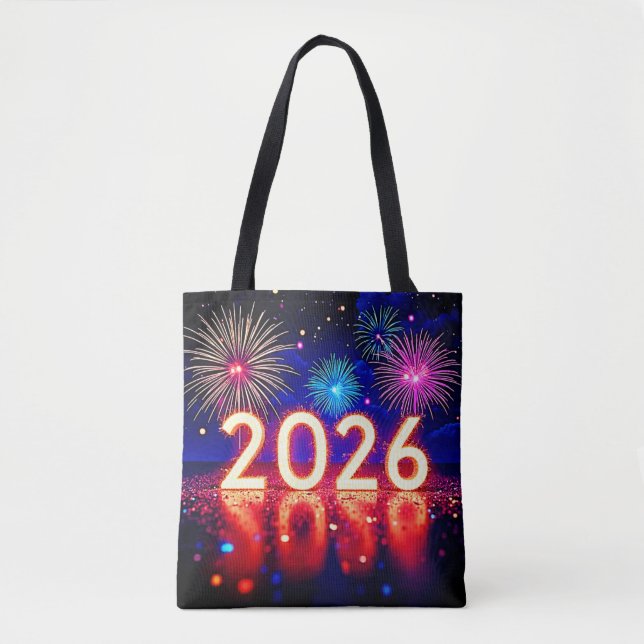 Bolsa Tote Celebre 2026: Design Faísca de Futuro Brilhante (Frente)