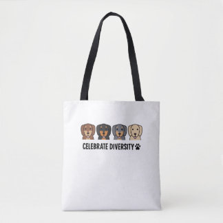 Bolsa Tote Celebre o Cão de Dachshund da Diversidade. Design 