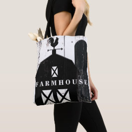 Bolsa Tote Celeiro Preto Madeira Branca Rústica Casa de Campo