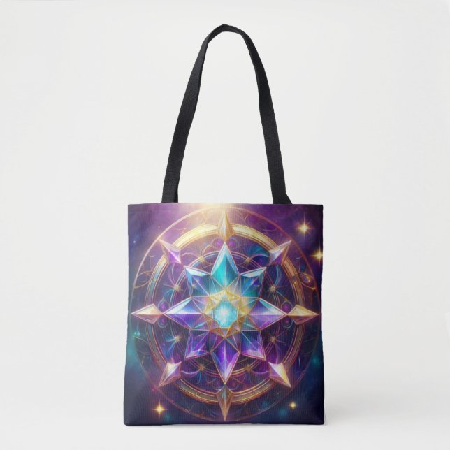 Bolsa Tote Celestial Mandala - Trabalho de arte de Cristal Ra (Frente)