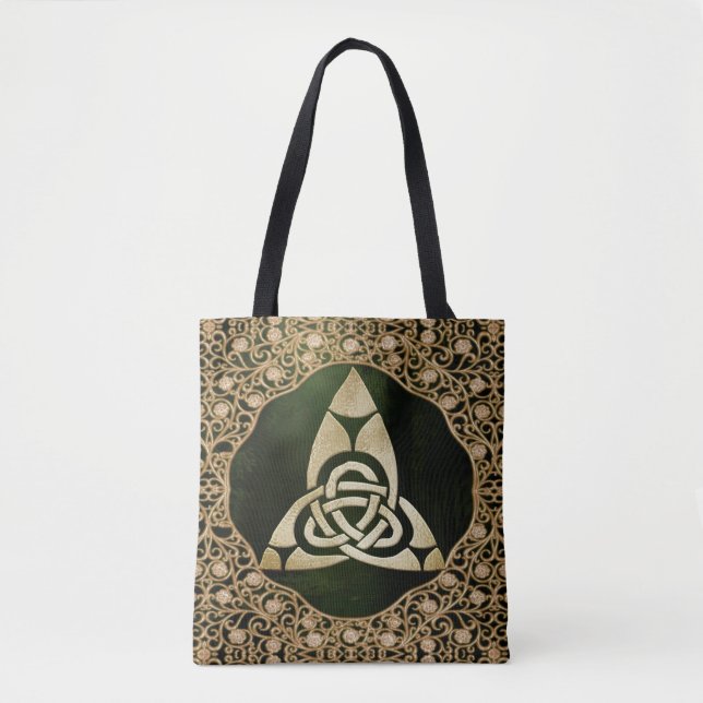 Bolsa Tote Celtic Trinity Knot on Forest Shadows (Frente)
