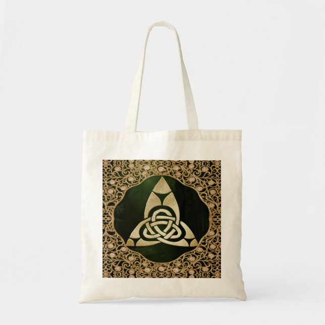 Bolsa Tote Celtic Trinity Knot on Forest Shadows (Frente)