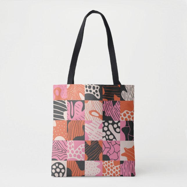 Bolsa Tote Células de rabisco: Design de padrão geométrico. (Frente)