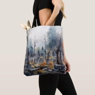Bolsa Tote Cemitério Cemitério Cemitério Graves Cruza Hallowe