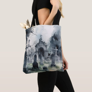 Bolsa Tote Cemitério Cemitério Cemitério Graves Cruza Hallowe