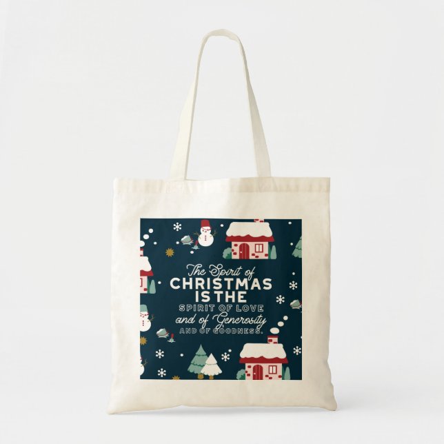 Bolsa Tote Cena da Aldeia da Noite de inverno com Espírito de (Frente)