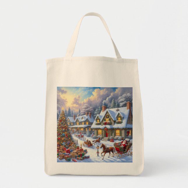 Bolsa Tote Cena da Aldeia de Natal (Frente)