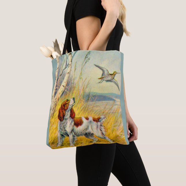 Bolsa Tote cena da floresta com cão e pássaro (Close Up)