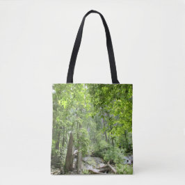 Bolsa Tote Cena da Floresta Verde Mágica.