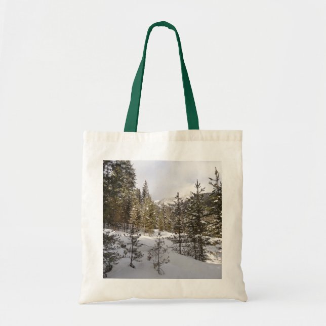 Bolsa Tote Cena da Montanha Snowy de inverno em Montana (Frente)