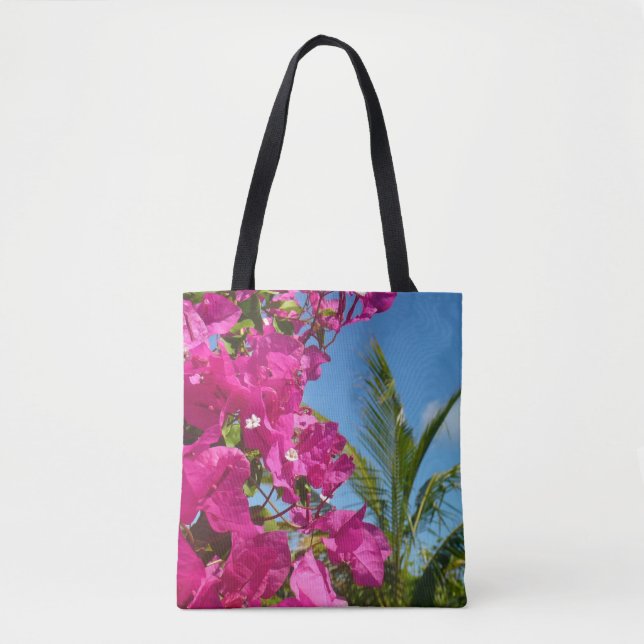 Bolsa Tote Cena da Natureza Tropical de Bougainvillea e Palm  (Frente)