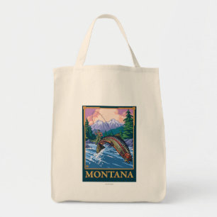 Bolsa Tote Cena da pesca com mosca - Montana
