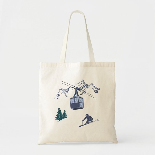 Bolsa Tote Cena de Esqui Esportes de Inverno (Frente)