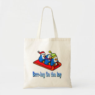 Bolsa Tote Cena de Férias de Inverno para Dormir Pinguins