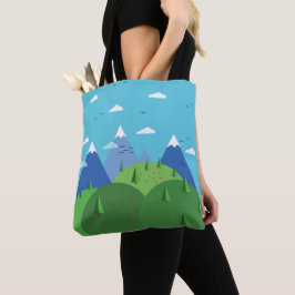Bolsa Tote Cena de Montanha Abstrata