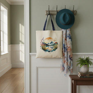 Bolsa Tote Cena de montanha em aquarela