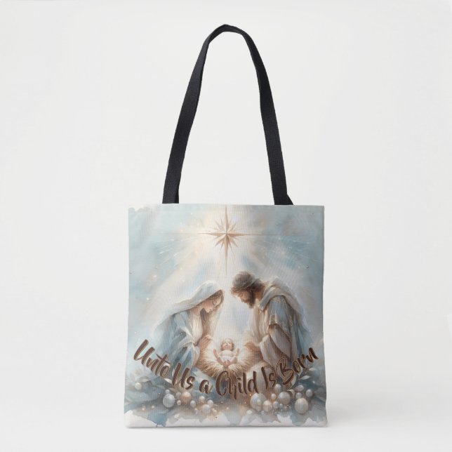Bolsa Tote Cena de Natividade da Sagrada Família Radiante (Frente)