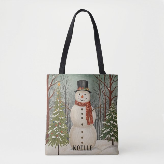 Bolsa Tote Cena de Neve Personalizada de Frosty (Frente)
