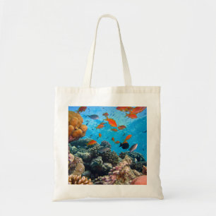 Bolsa Tote Cena de Peixes Tropicais Submarinos