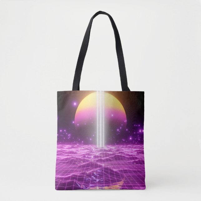 Bolsa Tote Cena de pop de arte de ficção científica rosa mode (Frente)