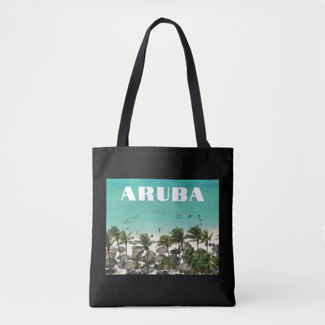 Bolsa Tote Cena de Praia da Ilha do Caribe Aruba (Frente)