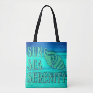 Bolsa Tote Cena de Praia de Seashell Tropical da Serenidade d
