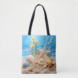 BOLSA TOTE CENA DE PRAIA TRANQUILA COM CONCHAS