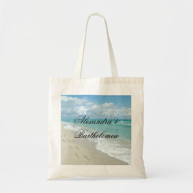 Bolsa Tote Cena de Praia Tropical Maneira Personalizada (Frente)