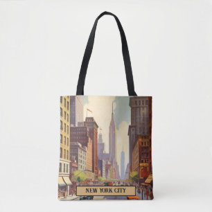 Bolsa Tote Cena de Rua Vintage da Cidade de Nova York com Tex