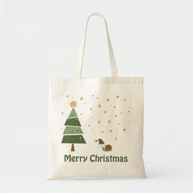 Bolsa Tote Cena do Natal do caracol do duende (Frente)