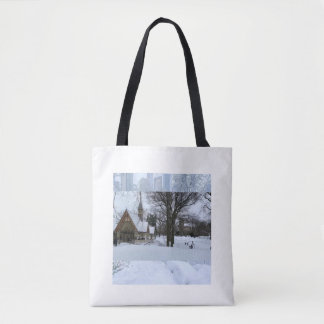 Bolsa Tote Cena Mágica de Neve Urbana – Inverno na Cidade