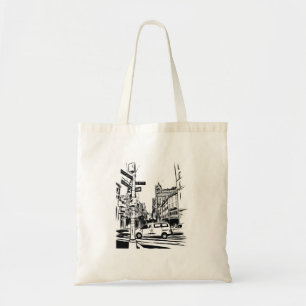 Bolsa Tote Cena Nova Iorque Black and White Urban Street