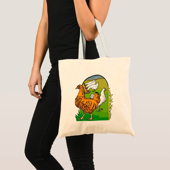 Bolsa Tote Cena Rural de Galinheiro de Frango Fresco da Fazen (Criador carregado)