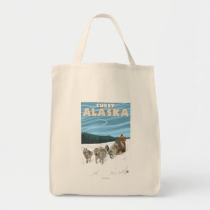 Bolsa Tote Cena Sledding do cão - caril, Alaska
