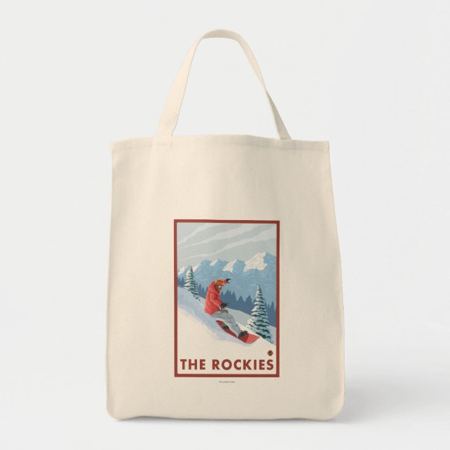 Bolsa Tote Cena Snowboarder - As Rochosas (Frente)