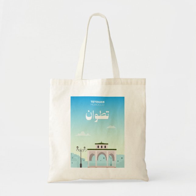 Bolsa Tote Cenário da Cidade de Tetouan – Marrocos Ilustrado (Frente)