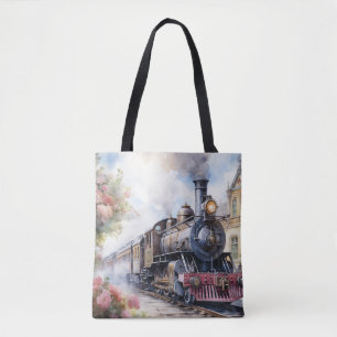 Bolsa Tote Cenário de paisagem com um trem vitoriano