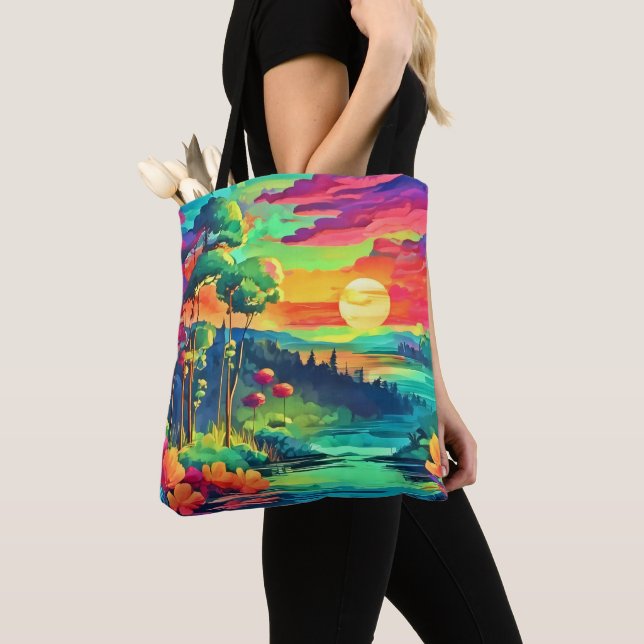 Bolsa Tote Cenário Fantasia de Pôr do Sol (Close Up)