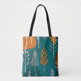 Bolsa Tote Cenário minimalista da floresta verde-verde-verde-