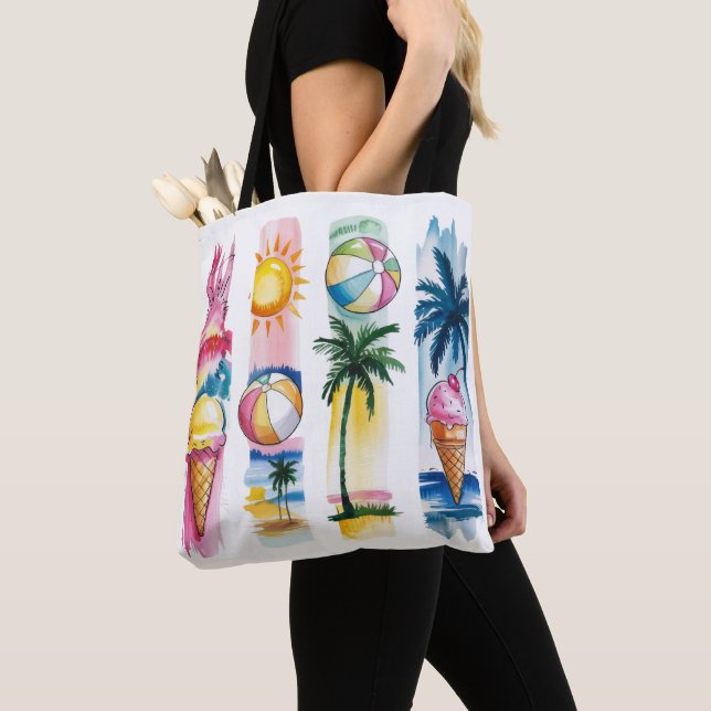 BOLSA TOTE CENAS COM PINCELADAS TEMA DE VERÃO (Close Up)