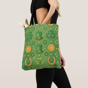BOLSA TOTE CENAS TELADAS CELTICAS VERDES E DOURADAS IRLANDESA